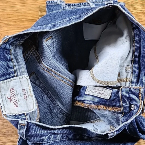 HOLLISTER VINTAGE CLASSIC STRAIGHT MEN'S DISTRESSED DENIM BLUE 30x28 FADE JEAN. - Picture 5 of 8